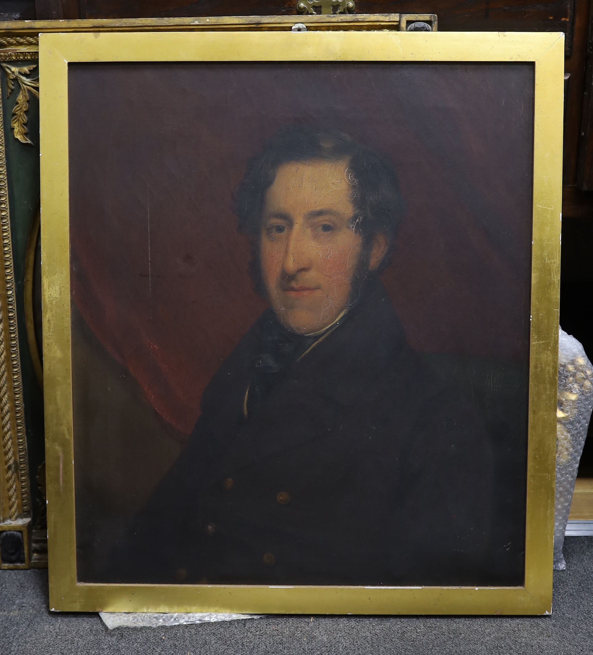 Mid 19th century English School, oil on canvas, Half length portrait of a gentleman, 71 x 62cm